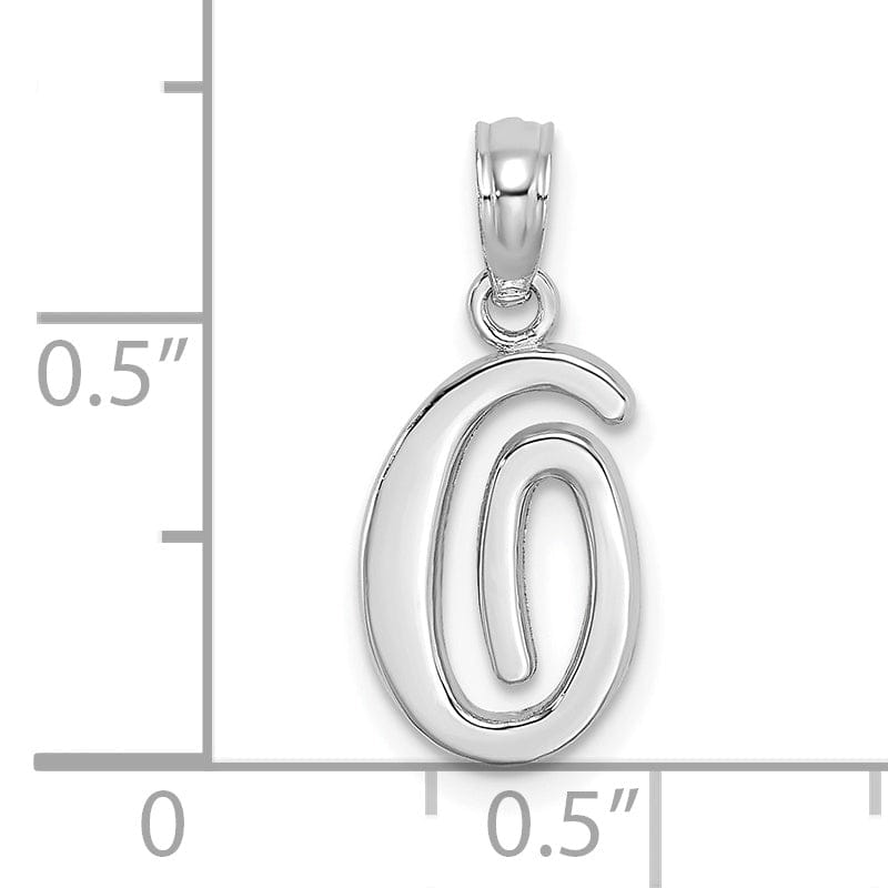Lovely Rita's Pendants & Charms 14K White Gold Fancy Script Design Letter O Initial Pendant