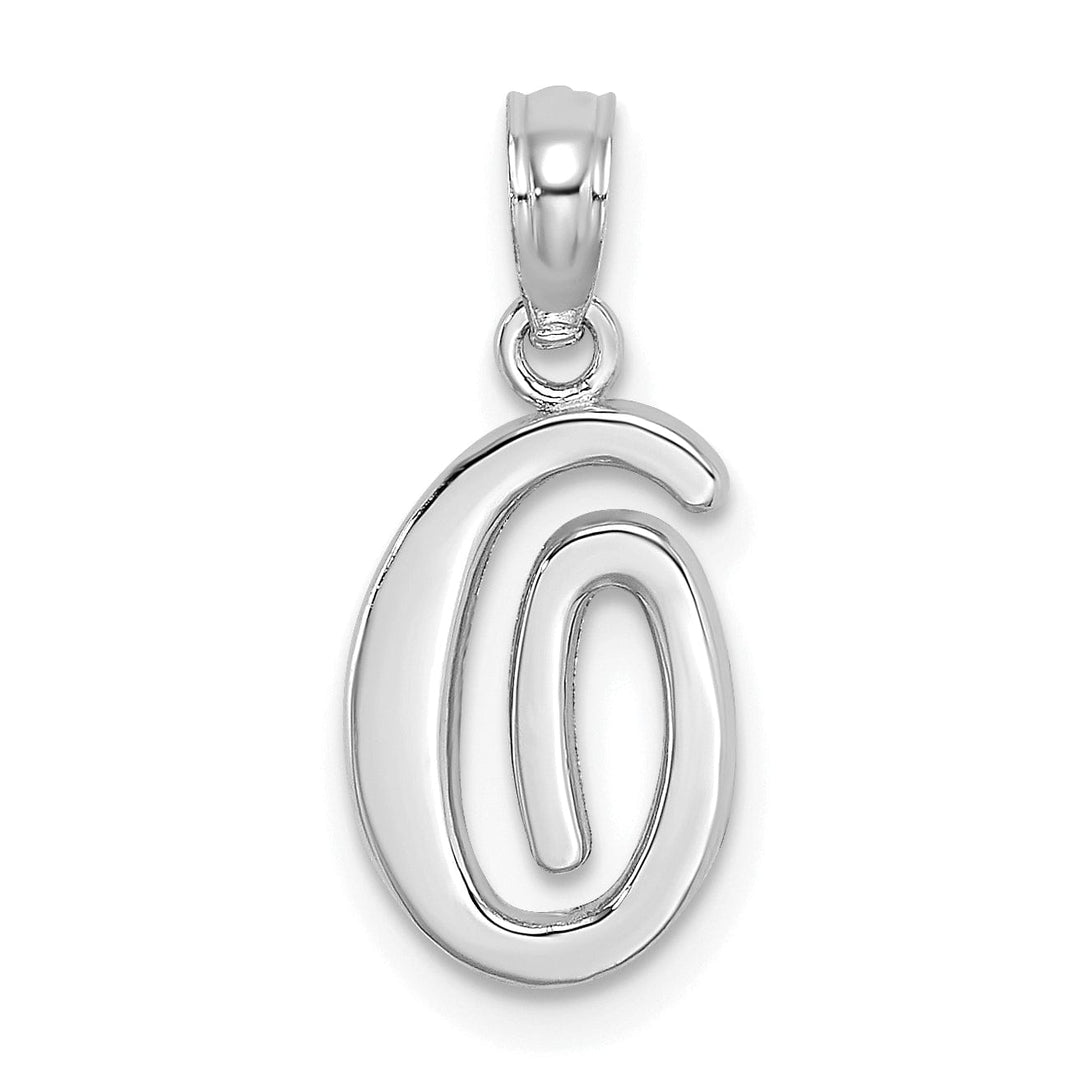 Lovely Rita's Pendants & Charms 14K White Gold Fancy Script Design Letter O Initial Pendant