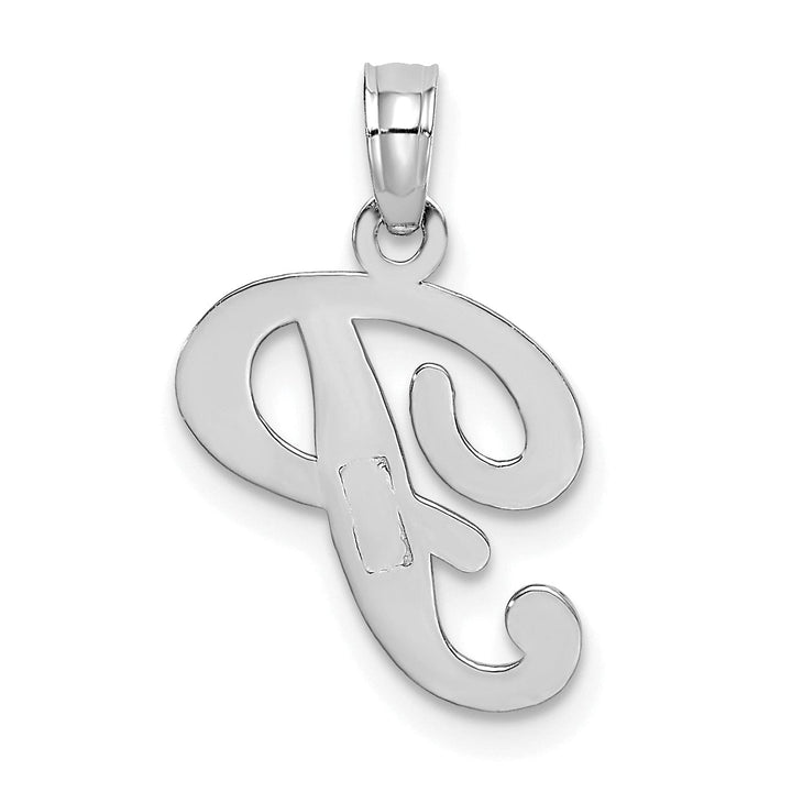 Lovely Rita's Pendants & Charms 14K White Gold Fancy Script Design Letter P Initial Pendant