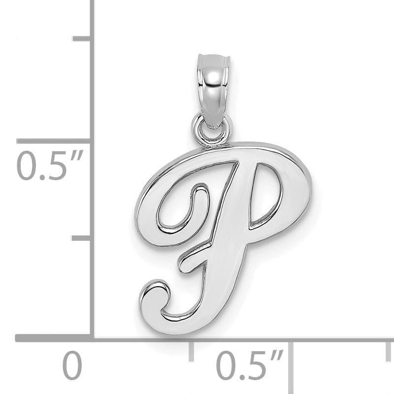 Lovely Rita's Pendants & Charms 14K White Gold Fancy Script Design Letter P Initial Pendant