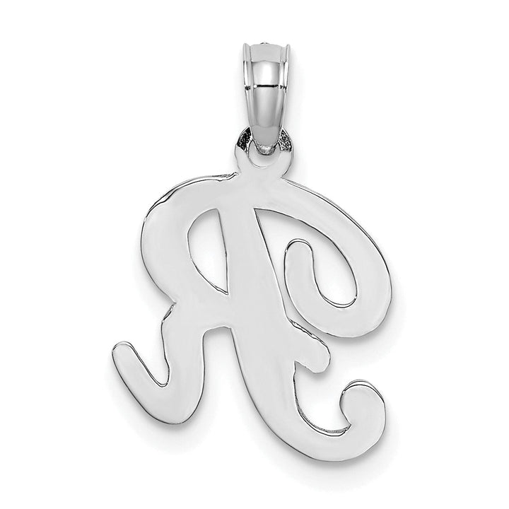 Lovely Rita's Pendants & Charms 14K White Gold Fancy Script Design Letter R Initial Pendant