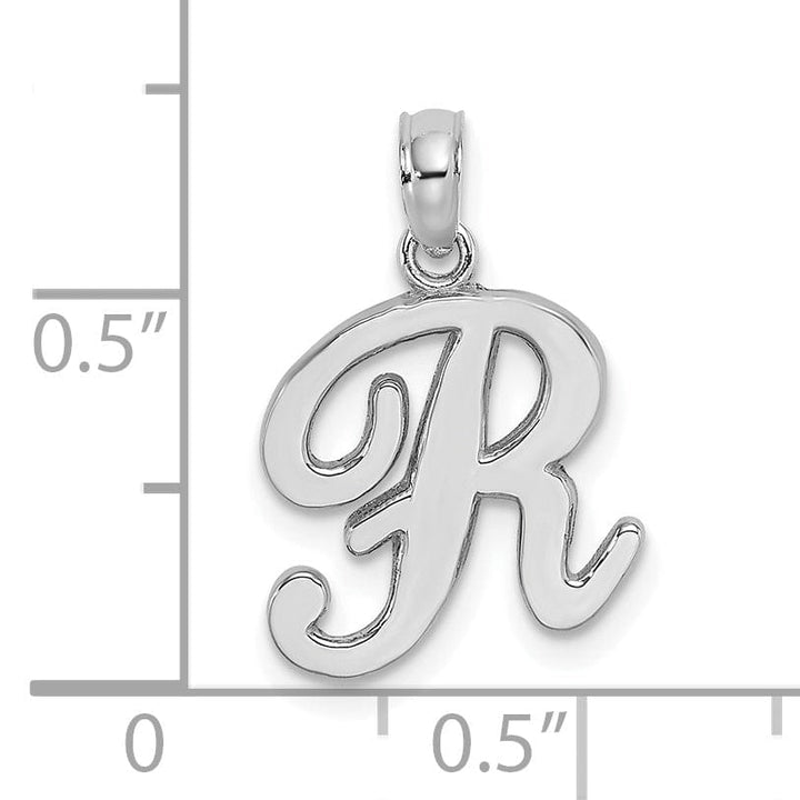 Lovely Rita's Pendants & Charms 14K White Gold Fancy Script Design Letter R Initial Pendant