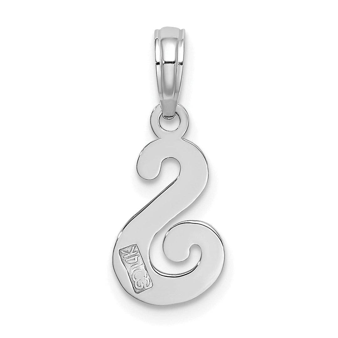 Lovely Rita's Pendants & Charms 14K White Gold Fancy Script Design Letter S Initial Pendant
