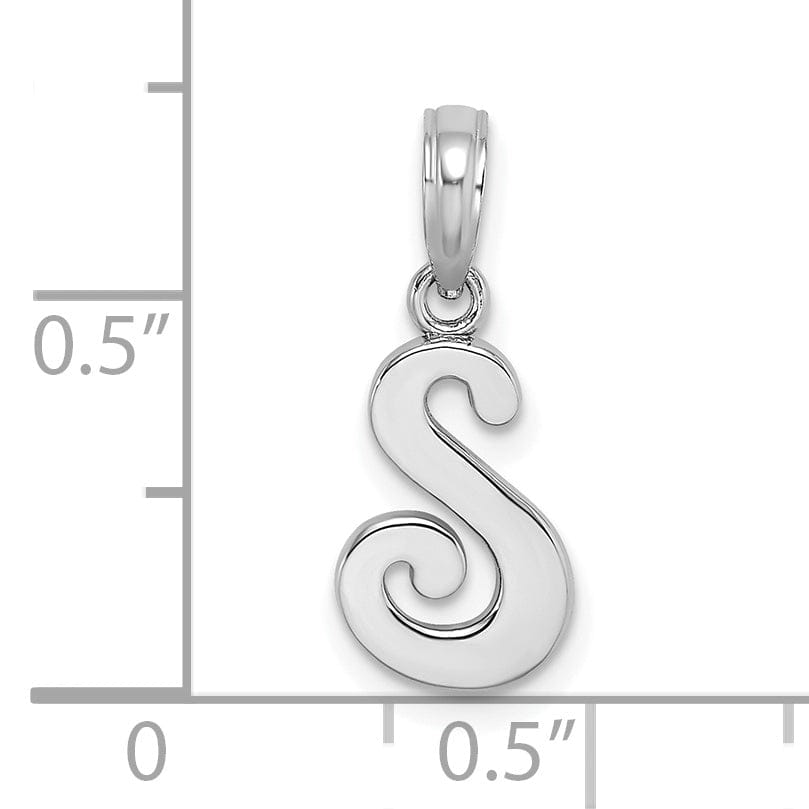 Lovely Rita's Pendants & Charms 14K White Gold Fancy Script Design Letter S Initial Pendant