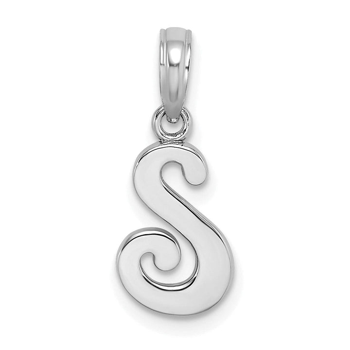 Lovely Rita's Pendants & Charms 14K White Gold Fancy Script Design Letter S Initial Pendant