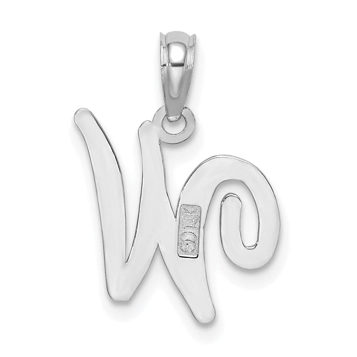Lovely Rita's Pendants & Charms 14K White Gold Fancy Script Design Letter W Initial Pendant