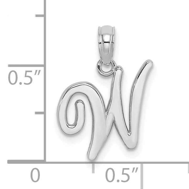 Lovely Rita's Pendants & Charms 14K White Gold Fancy Script Design Letter W Initial Pendant
