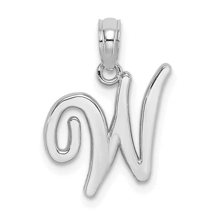 Lovely Rita's Pendants & Charms 14K White Gold Fancy Script Design Letter W Initial Pendant