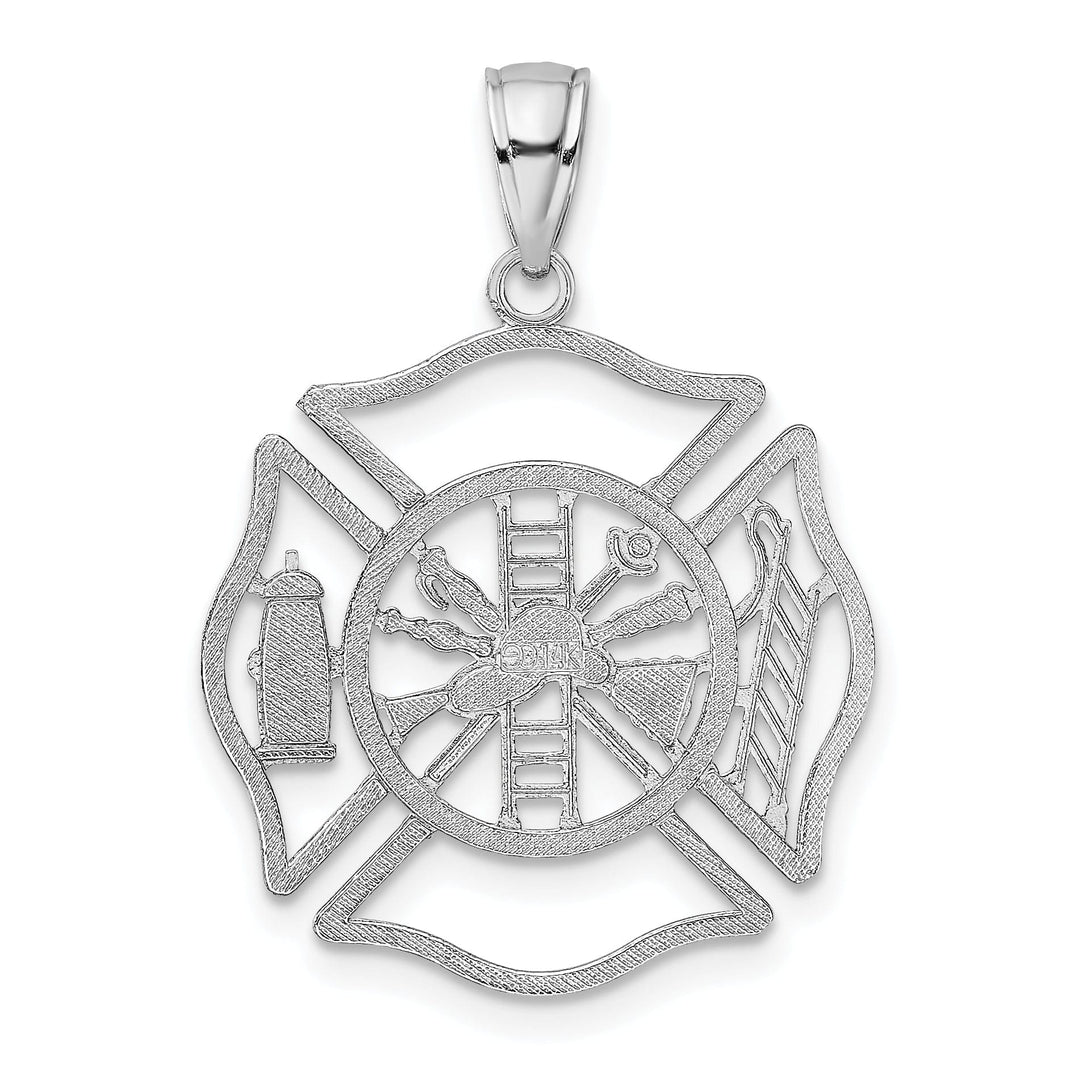 Lovely Rita's Pendants & Charms 14k White Gold Fireman Shield Charm Pendant
