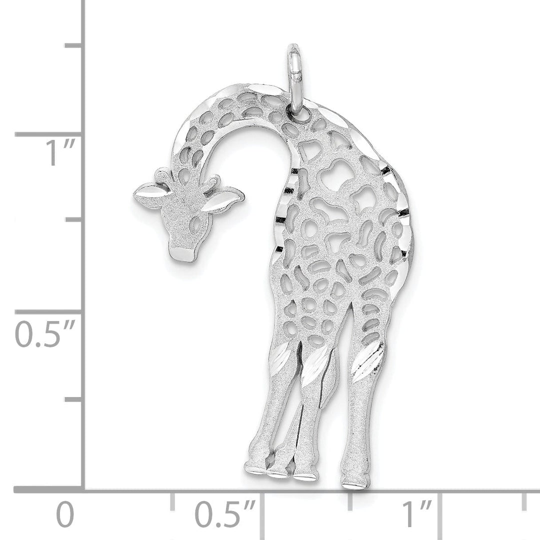 Lovely Rita's Pendants & Charms 14k White Gold Flat Back Brushed Diamond Cut Cut Out Finish Giraffe Charm Pendant