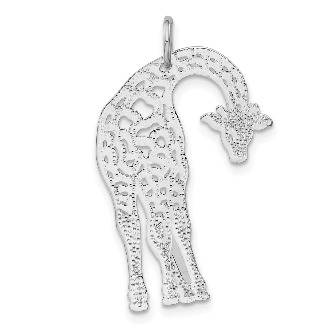 Lovely Rita's Pendants & Charms 14k White Gold Flat Back Brushed Diamond Cut Cut Out Finish Giraffe Charm Pendant