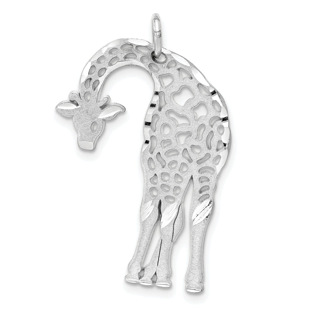 Lovely Rita's Pendants & Charms 14k White Gold Flat Back Brushed Diamond Cut Cut Out Finish Giraffe Charm Pendant