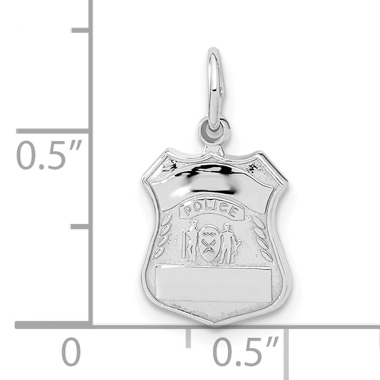Lovely Rita's Pendants & Charms 14k White Gold Flat Back Polished Finish Engravable Police Badge Charm Pendant