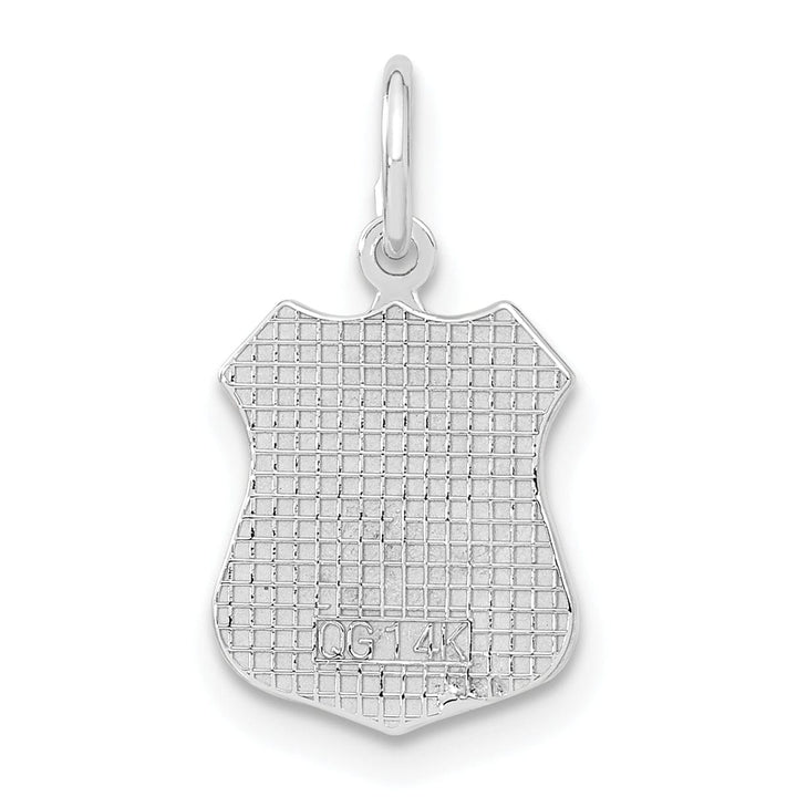 Lovely Rita's Pendants & Charms 14k White Gold Flat Back Polished Finish Engravable Police Badge Charm Pendant