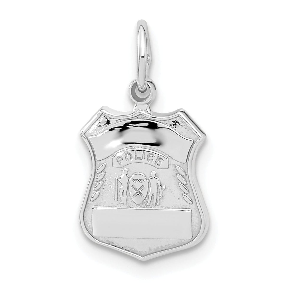 Lovely Rita's Pendants & Charms 14k White Gold Flat Back Polished Finish Engravable Police Badge Charm Pendant
