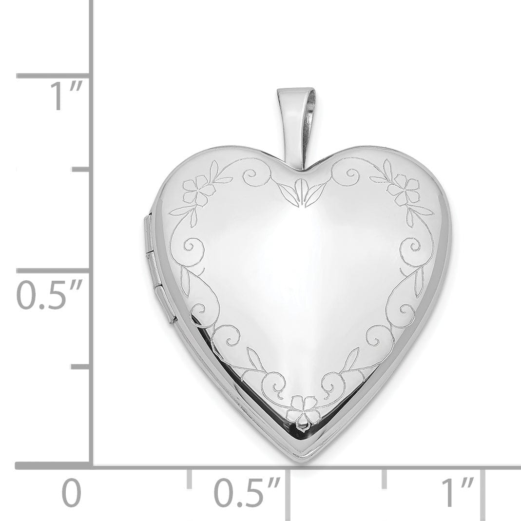 Lovely Rita's Pendants & Charms 14k White Gold Flower Vine Border Heart Locket