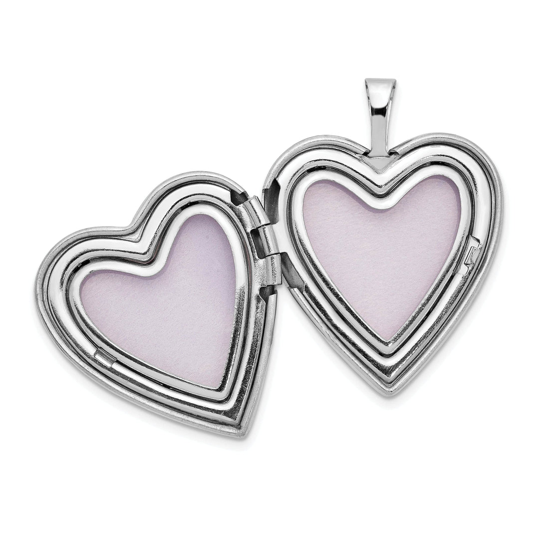 Lovely Rita's Pendants & Charms 14k White Gold Flower Vine Border Heart Locket