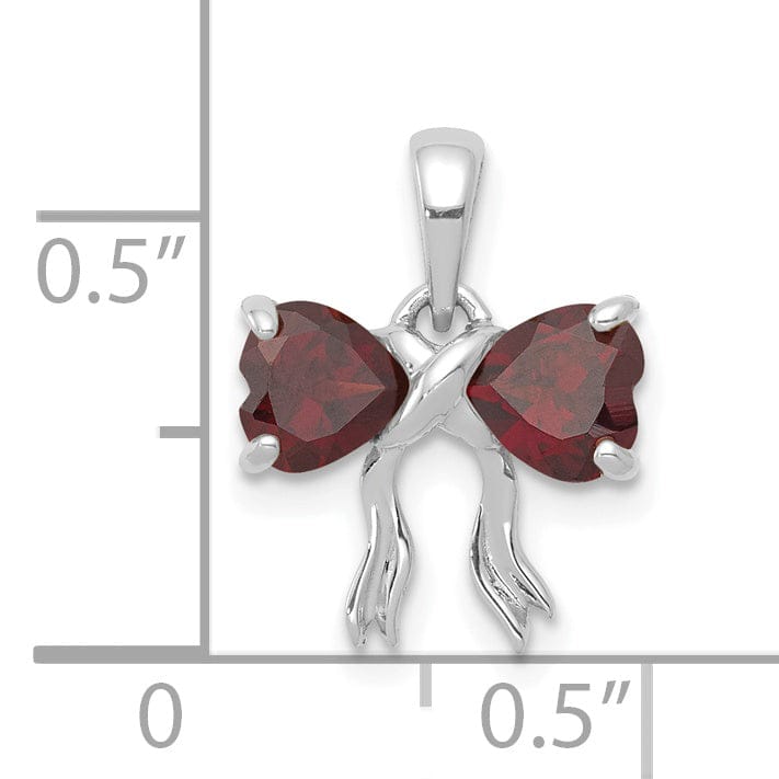 Lovely Rita's Pendants & Charms 14k White Gold Garnet Birthstone Bow Pendant