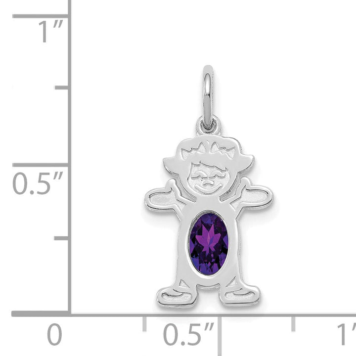 Lovely Rita's Pendants & Charms 14k White Gold Girl Oval Genuine Amethyst
