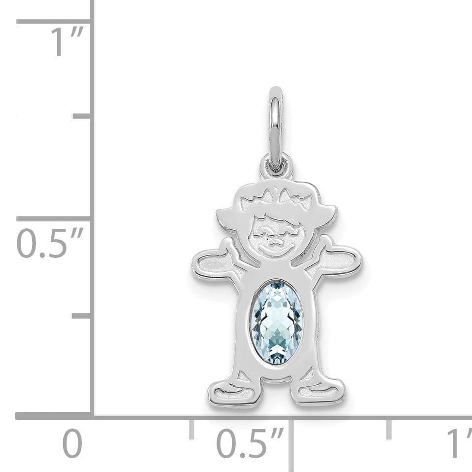Lovely Rita's Pendants & Charms 14k White Gold Girl Oval Genuine Aquamarine