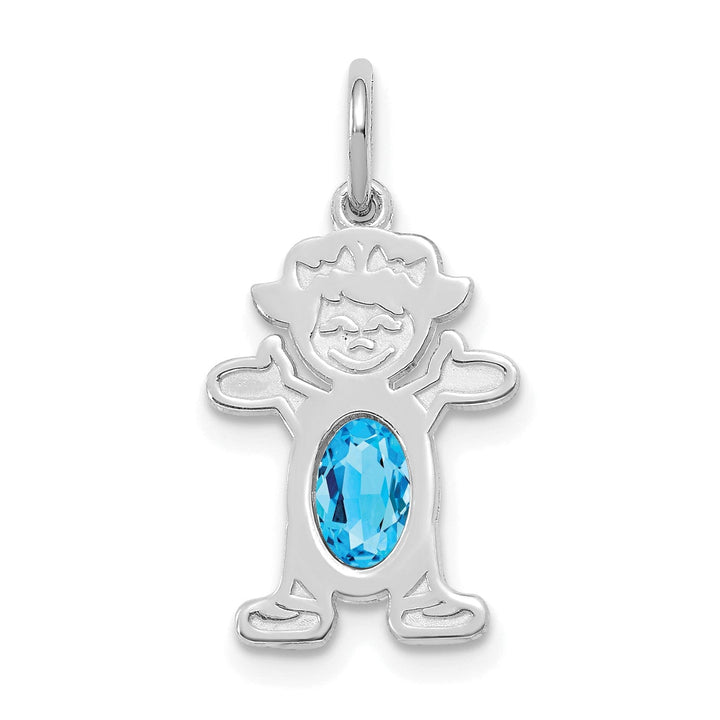 Lovely Rita's Pendants & Charms 14k White Gold Girl Oval Genuine Blue Topaz