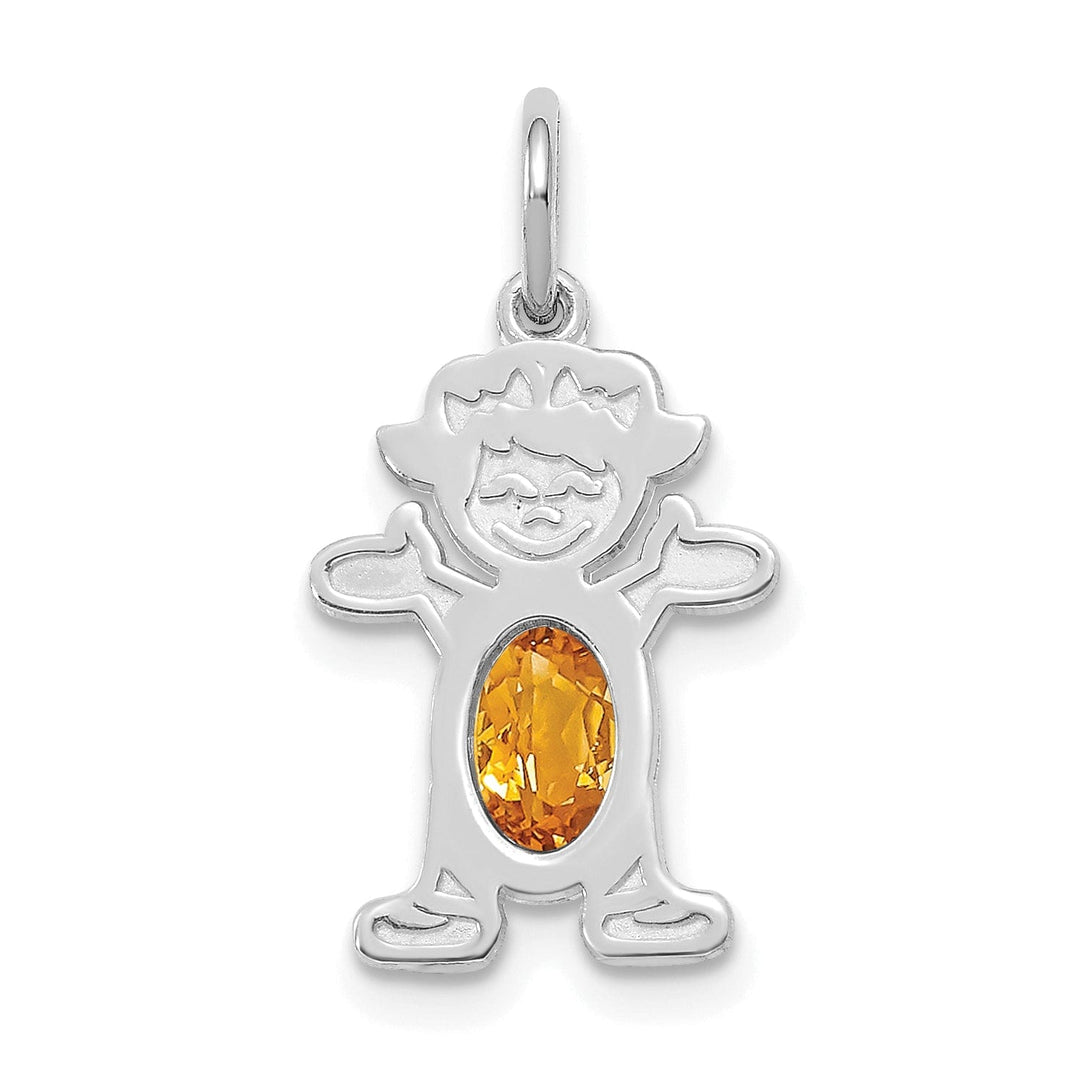 Lovely Rita's Pendants & Charms 14k White Gold Girl Oval Genuine Citrine