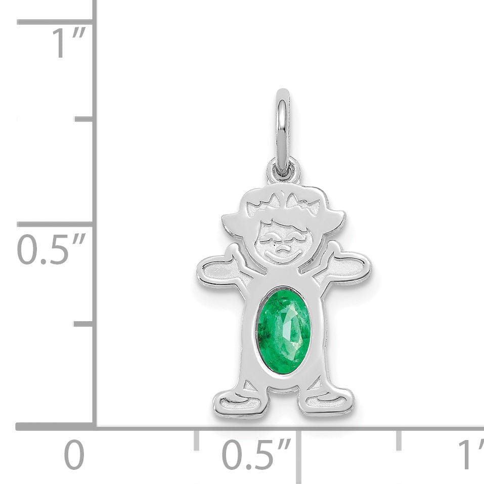 Lovely Rita's Pendants & Charms 14k White Gold Girl Oval Genuine Emerald