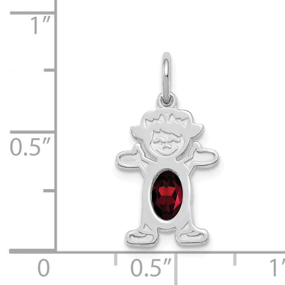 Lovely Rita's Pendants & Charms 14k White Gold Girl Oval Genuine Garnet