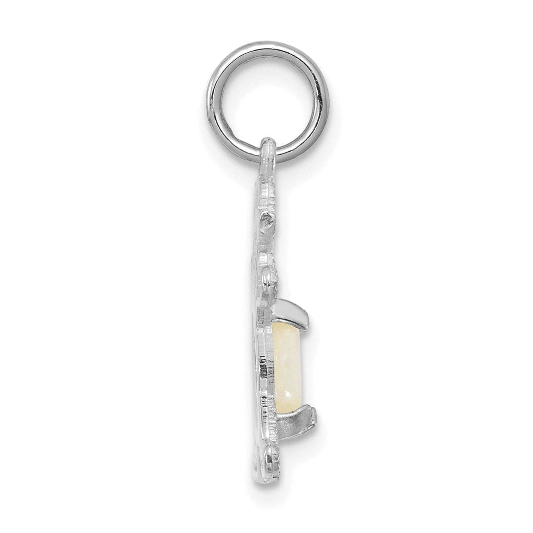 Lovely Rita's Pendants & Charms 14k White Gold Girl Oval Genuine Opal