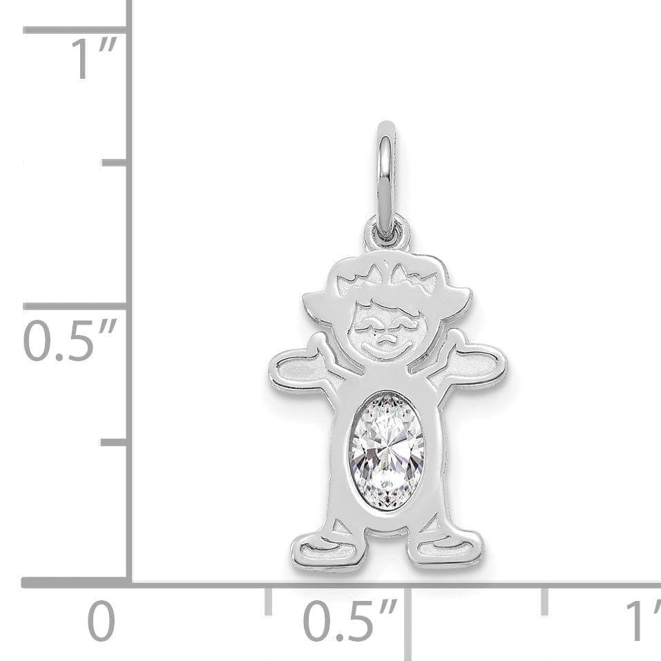 Lovely Rita's Pendants & Charms 14k White Gold Girl Oval Genuine White Topaz