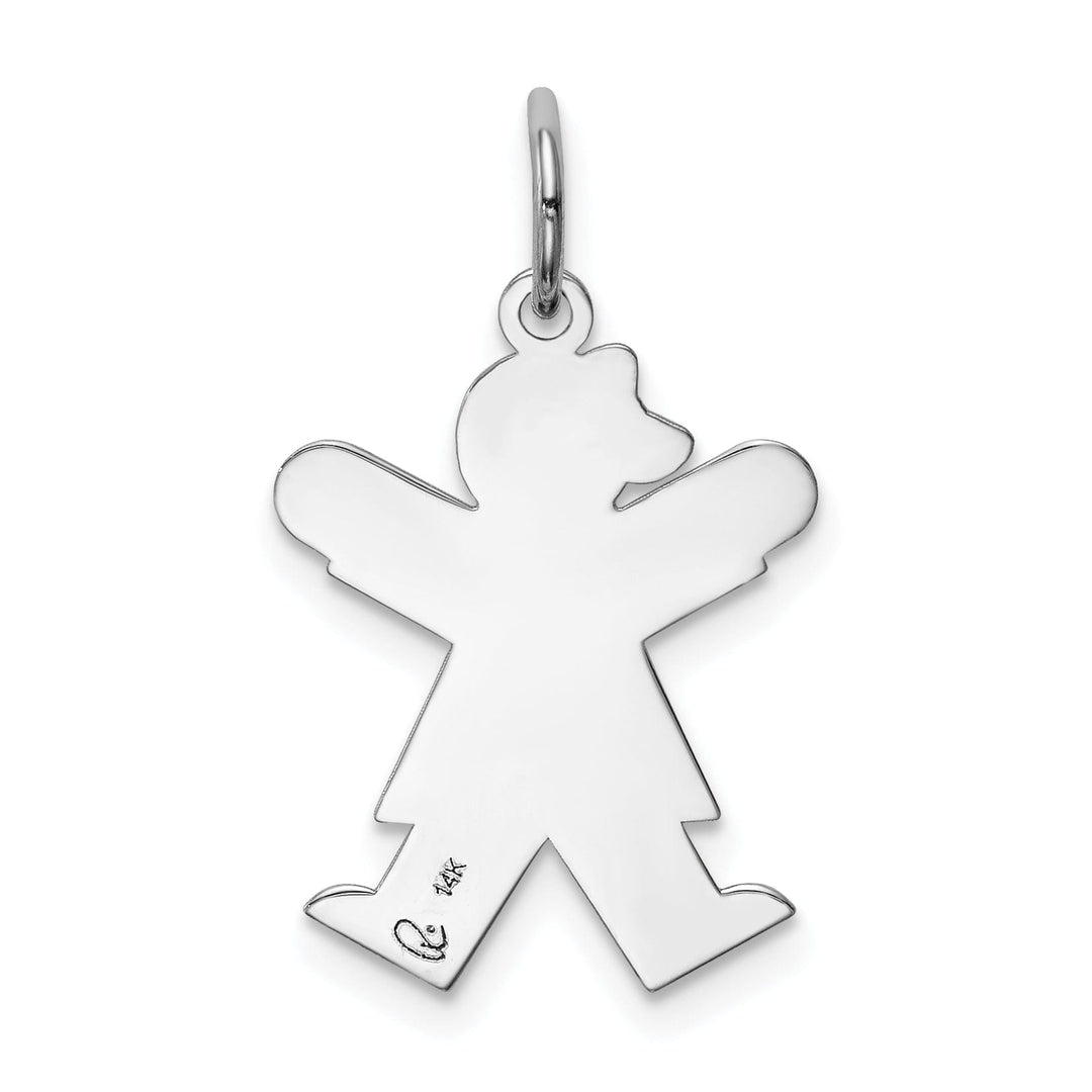 Lovely Rita's Pendants & Charms 14k White Gold Girl With Bow Joy Charm