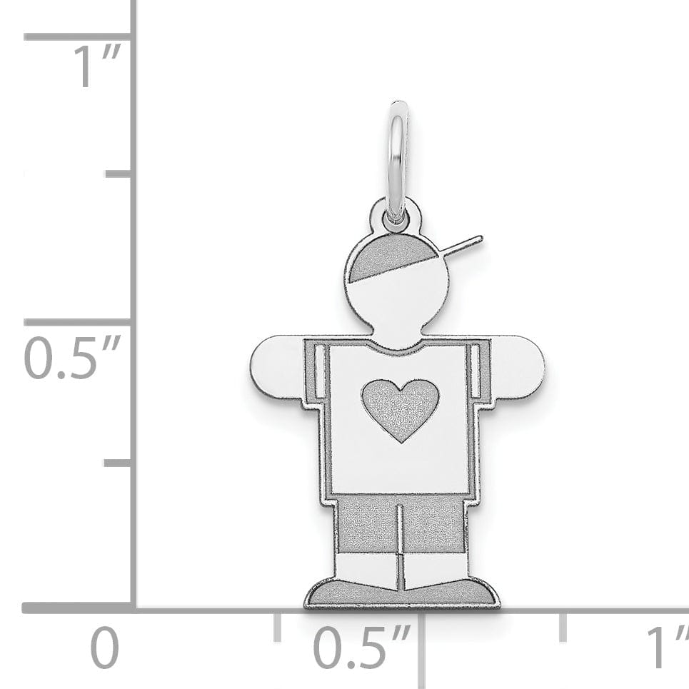 Lovely Rita's Pendants & Charms 14k White Gold Heart Boy With Hat Hugs Charm