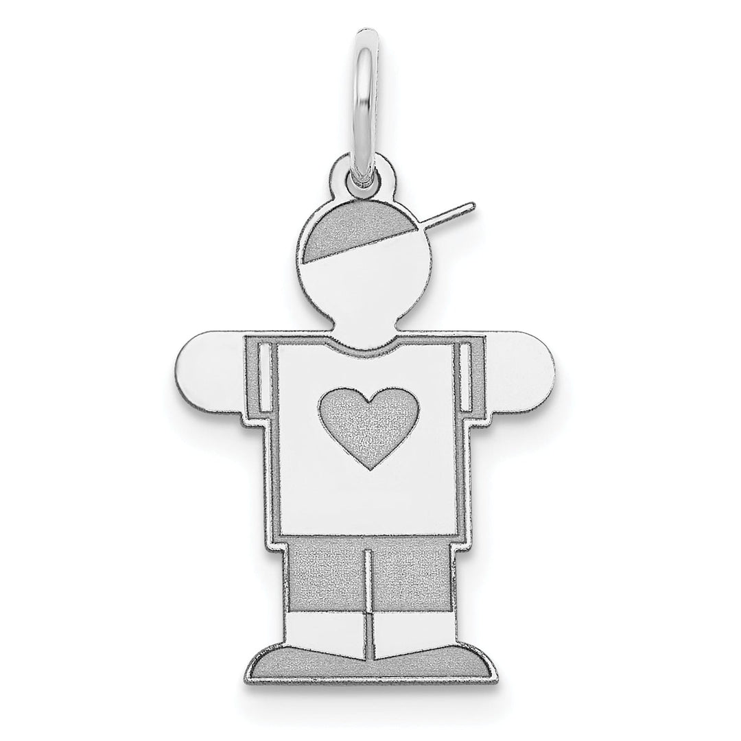 Lovely Rita's Pendants & Charms 14k White Gold Heart Boy With Hat Hugs Charm