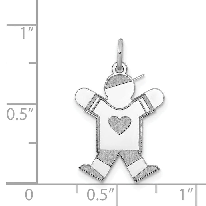 Lovely Rita's Pendants & Charms 14k White Gold Heart Boy With Hat Joy Charm