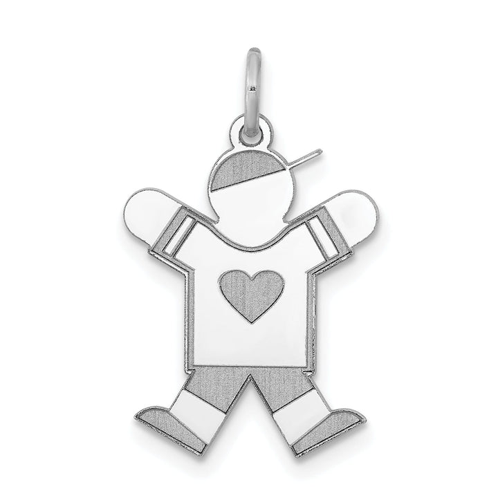 Lovely Rita's Pendants & Charms 14k White Gold Heart Boy With Hat Joy Charm