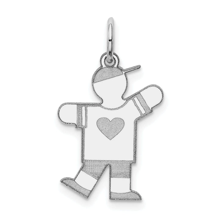 Lovely Rita's Pendants & Charms 14k White Gold Heart Boy With Hat Kiss Charm