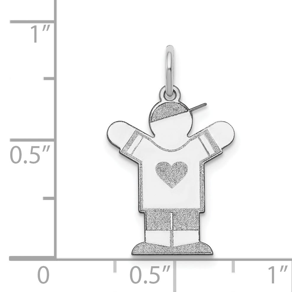 Lovely Rita's Pendants & Charms 14k White Gold Heart Boy With Hat Love Charm
