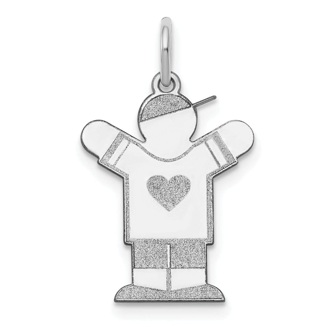 Lovely Rita's Pendants & Charms 14k White Gold Heart Boy With Hat Love Charm
