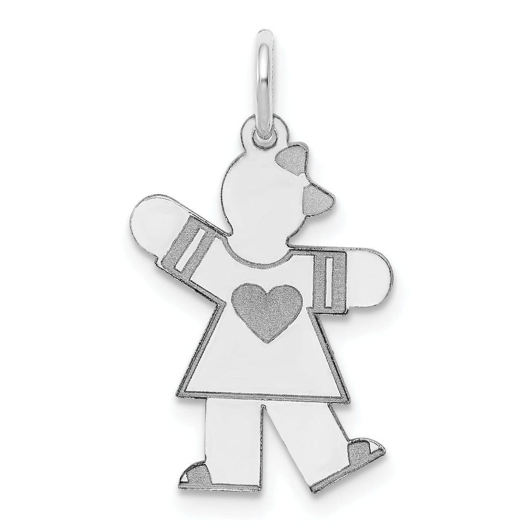 Lovely Rita's Pendants & Charms 14k White Gold Heart Girl With Bow Kiss Charm