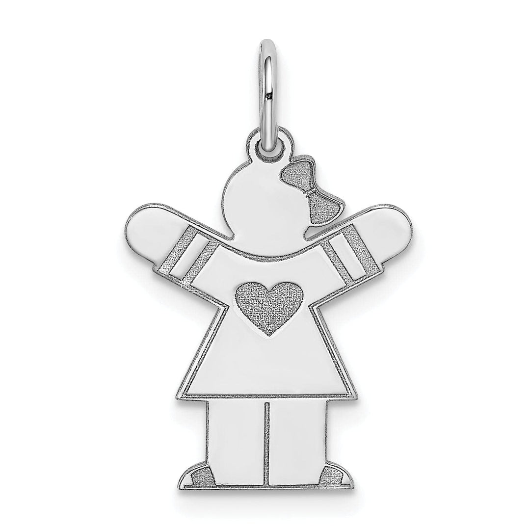 Lovely Rita's Pendants & Charms 14k White Gold Heart Girl With Bow Love Charm