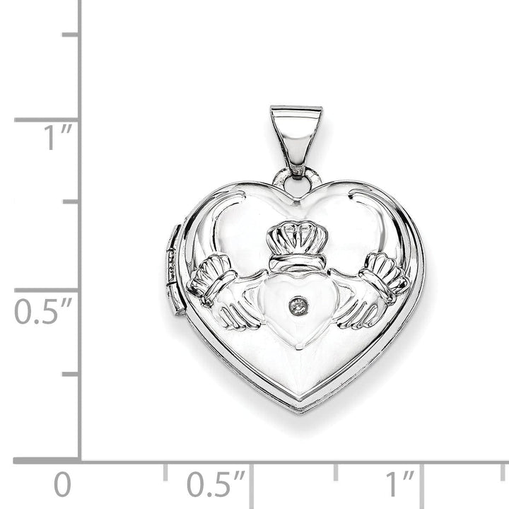 Lovely Rita's Pendants & Charms 14k White Gold Heart Shaped Claddagh Locket