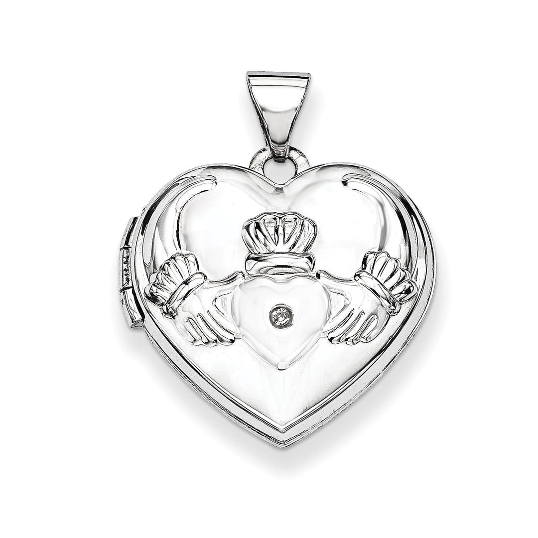 Lovely Rita's Pendants & Charms 14k White Gold Heart Shaped Claddagh Locket