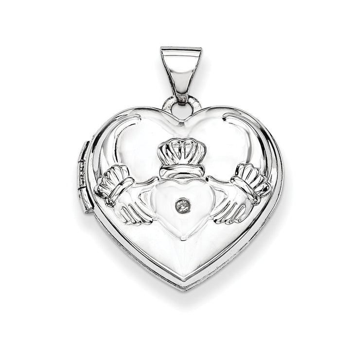 Lovely Rita's Pendants & Charms 14k White Gold Heart Shaped Claddagh Locket