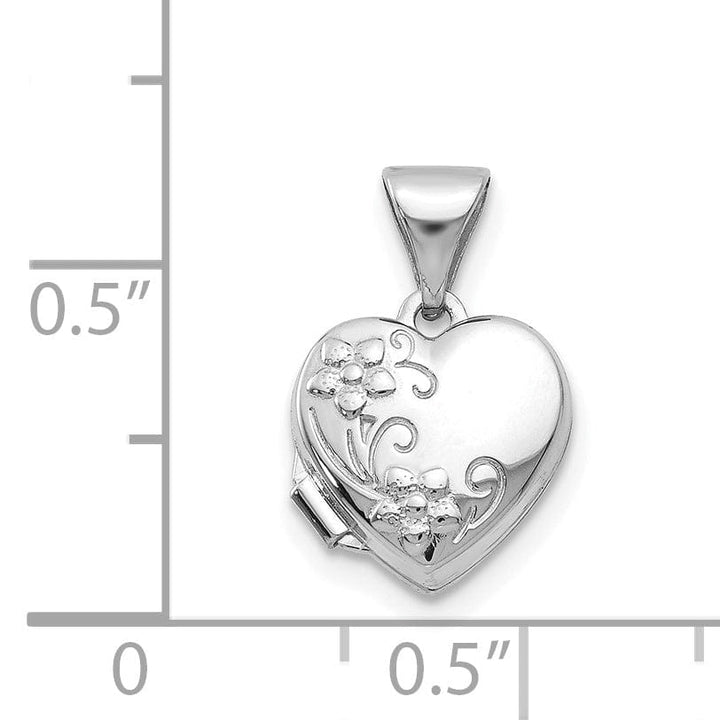 Lovely Rita's Pendants & Charms 14k White Gold Heart-Shaped Floral Locket