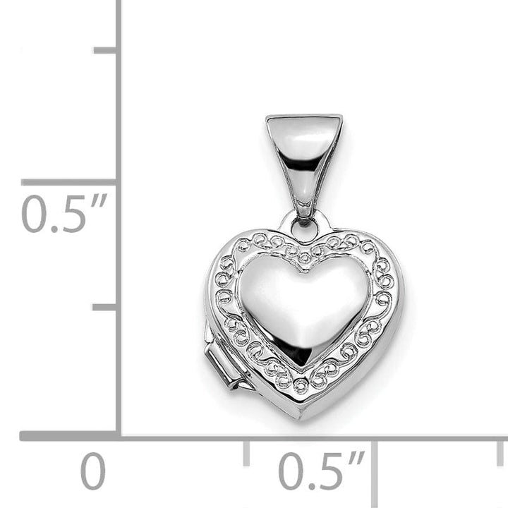 Lovely Rita's Pendants & Charms 14k White Gold Heart-Shaped Scrolled Locket