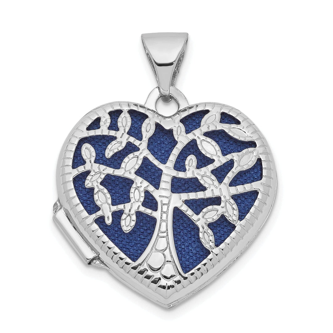 Lovely Rita's Pendants & Charms 14k White Gold Heart withTree Locket