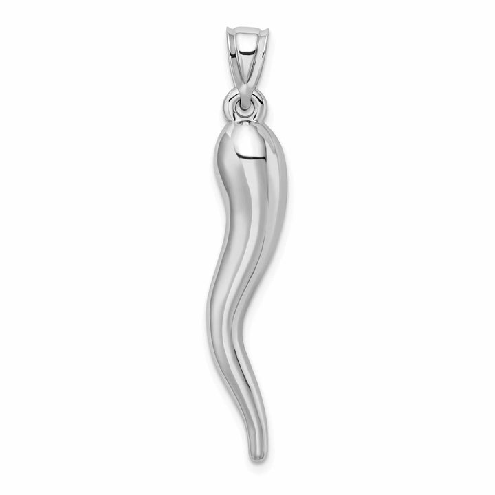 Lovely Rita's Pendants & Charms 14k White Gold Hollow Casted Polished Finish 3-Dimensional Mne's Italian Horn Charm Pendant