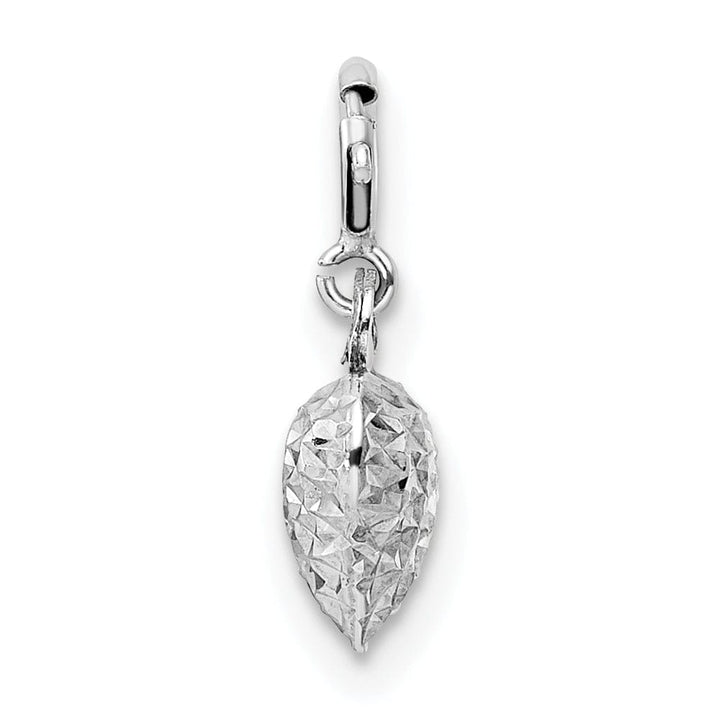 Lovely Rita's Pendants & Charms 14K White Gold Hollow D.C Finish 3-D Heart Design Spring Ring Clasp Charm Pendant