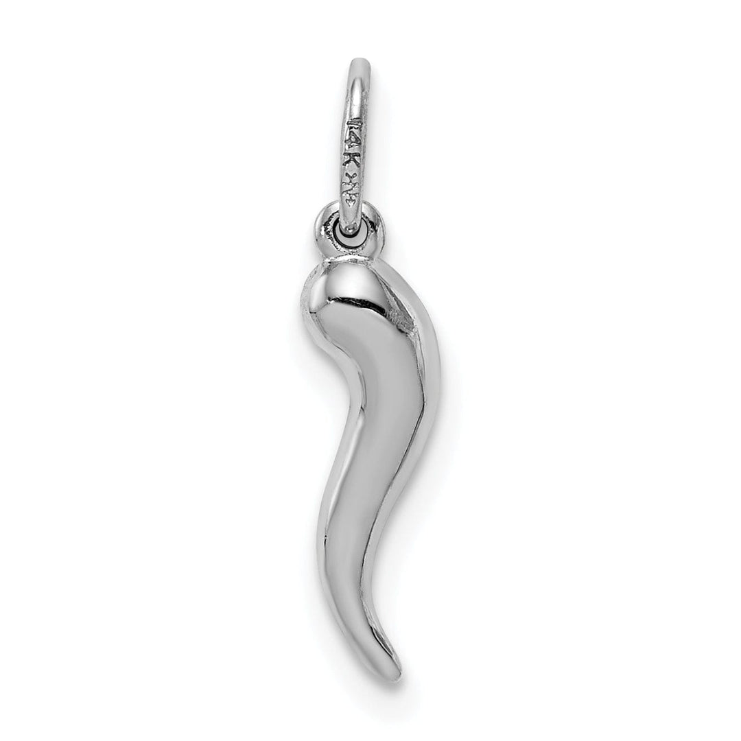 Lovely Rita's Pendants & Charms 14k White Gold Hollow Polished Finish 3-D Italian Horn Pendant