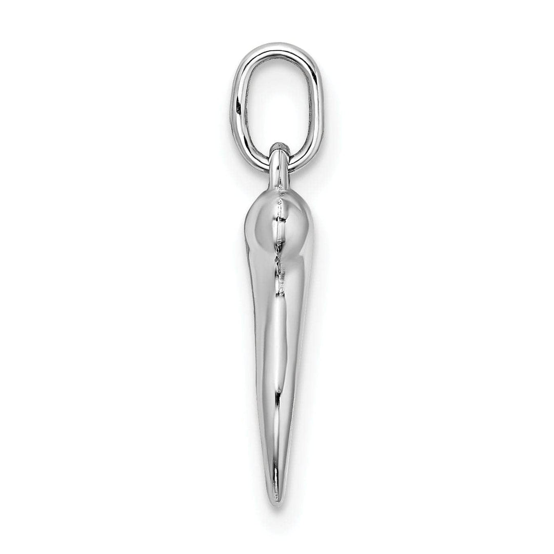 Lovely Rita's Pendants & Charms 14k White Gold Hollow Polished Finish 3-D Italian Horn Pendant